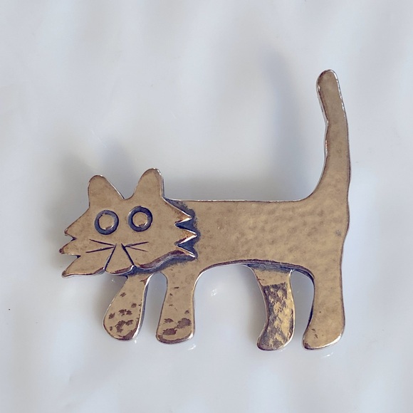 Silpada Hammered and Oxidized Sterling Silver Cat Brooch I1590 - Picture 1 of 5